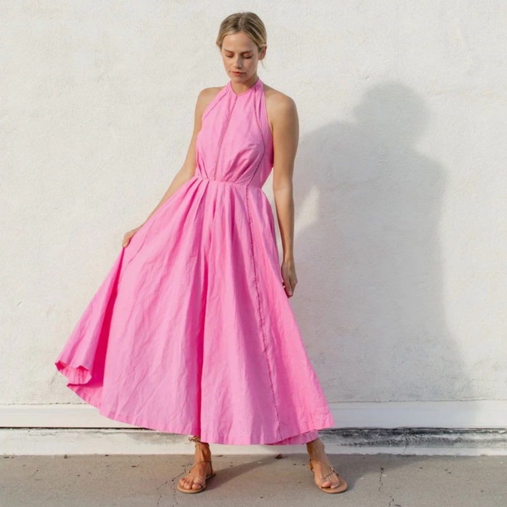 Solai The Label Monaco Halter Dress Pink Size Small